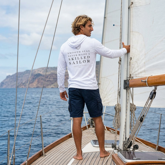 Smooth Seas Never Made a Skilled Sailor | Bella+Canvas Hooded Long Sleeve Tee