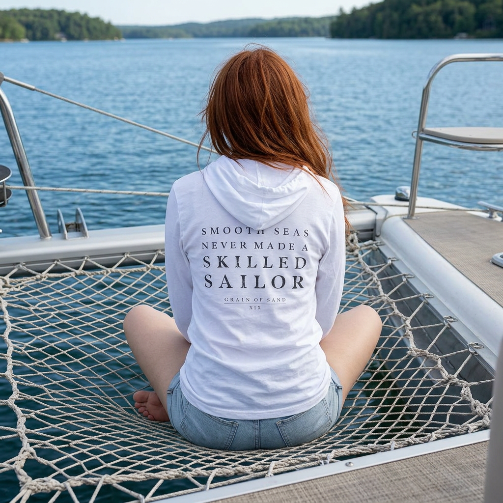 Smooth Seas Never Made a Skilled Sailor | Bella+Canvas Hooded Long Sleeve Tee